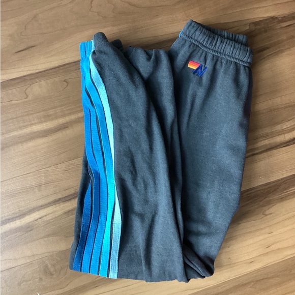 Aviator Nation Pants - Aviator Nation 5 Stripe Sweatpants Charcoal/Blue, size smalll